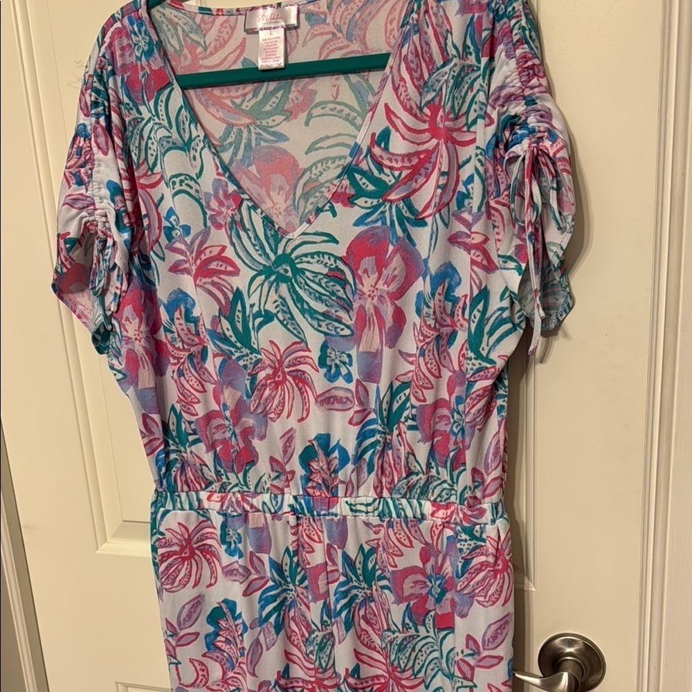 Floral Jumpsuit in Pink and Green Stella Parker Collection Sz Large - Picture 3 of 8